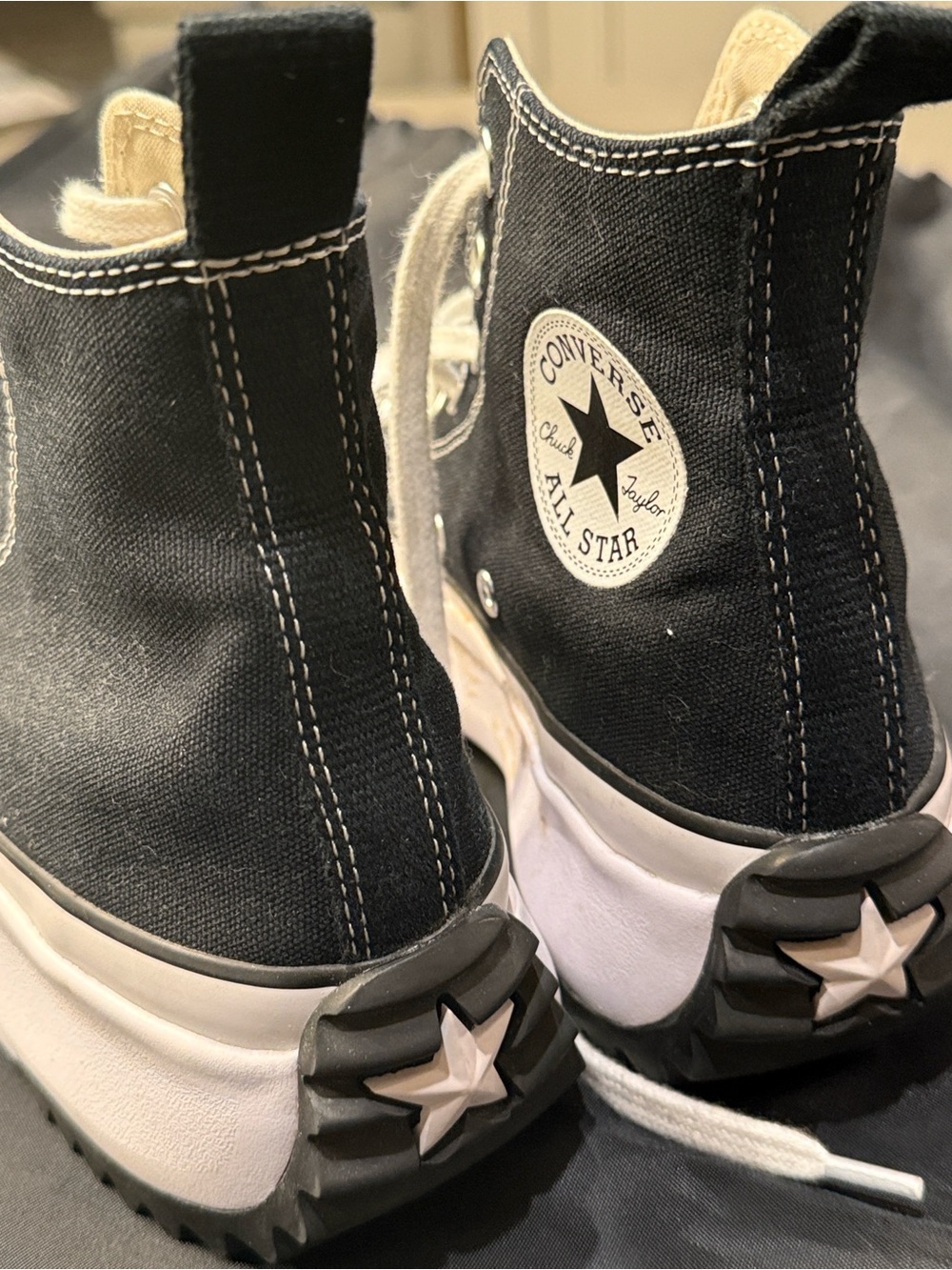 Converse Black and White High-Top Sneakers with Gum-Tone Outsole - Picture 4 of 7